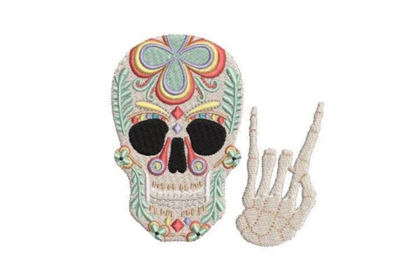 Sugar Skull with Hand Hornes Embroidery Review